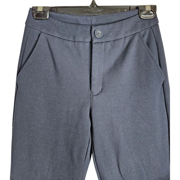 Cabi Womens Blue Crop Flare Button Accent Stretch Knit Trousers Pants Size 0 - Picture 3 of 9